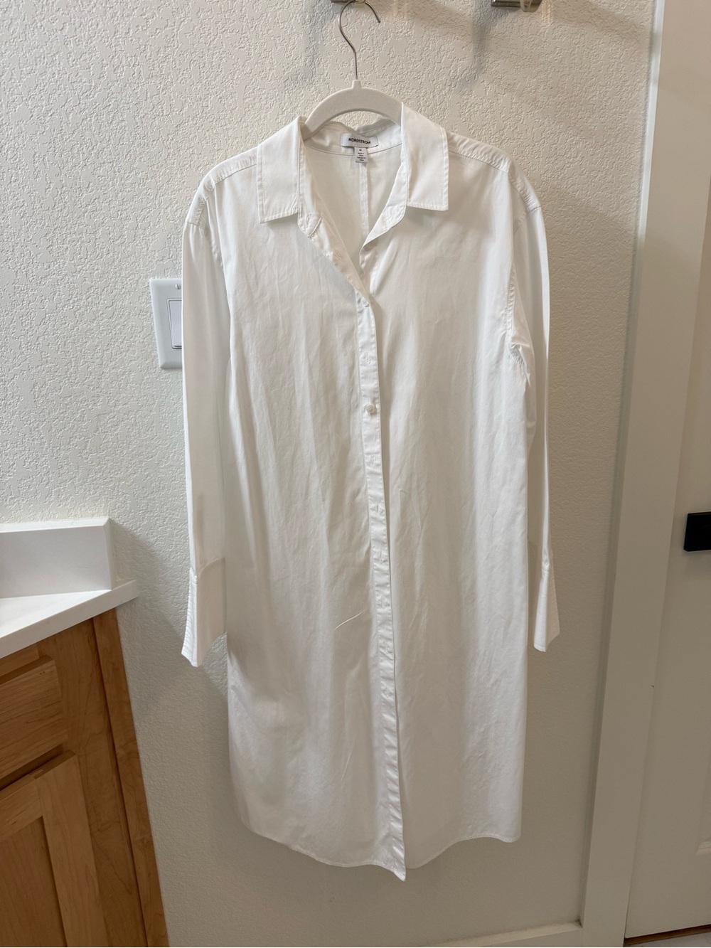 Nordstrom White Longline Button-Down Shirt Dress
